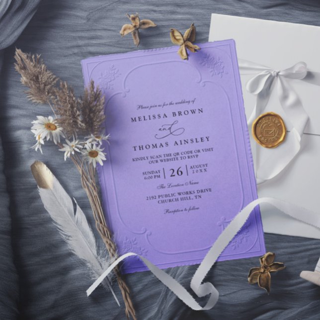 Invitation Mariage Moderne Élégant Antique avec Embossage  (Créateur téléchargé)
