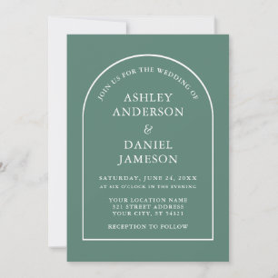 Invitation Mariage moderne élégant Arc Eucalyptus Vert
