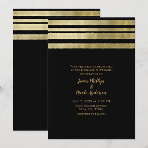 Invitation Mariage Moderne Élégant Chic Or et Noir