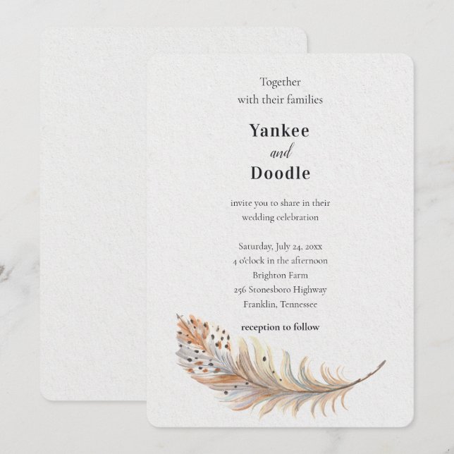 Invitation Mariage moderne élégant d'été et de printemps (Devant / Derrière)