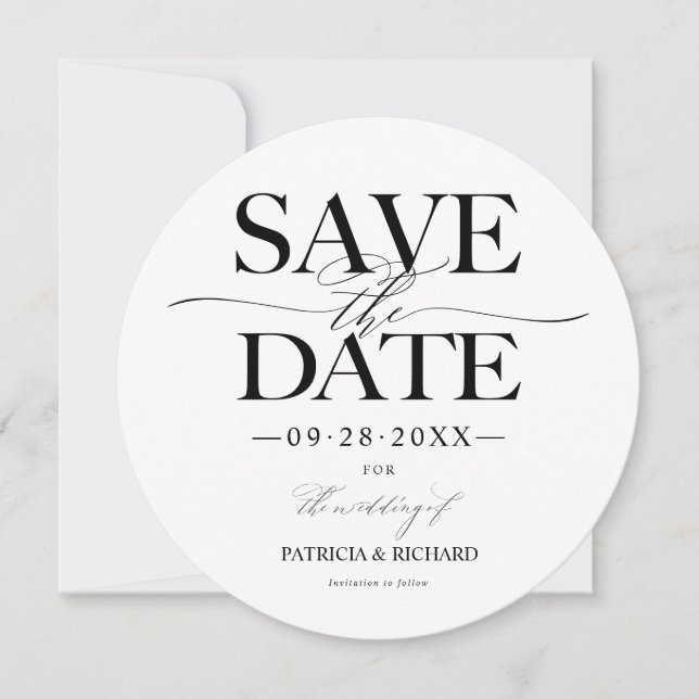 Invitation Mariage Moderne Élégant Enregistrer La Date Non Ph (Devant)