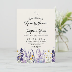 Invitation Mariage Moderne & Élégant Fleur Sauvage Rustique B