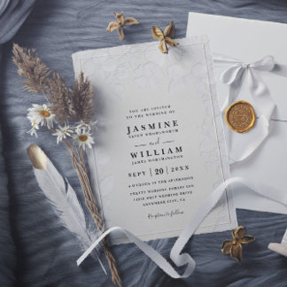 Invitation Mariage Moderne Élégant Floral Embossé Jardin