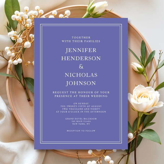 Invitation Mariage Moderne Élégant Formel Violet Lavande (Modern Elegant Formal Purple Lavender Wedding Invitation)