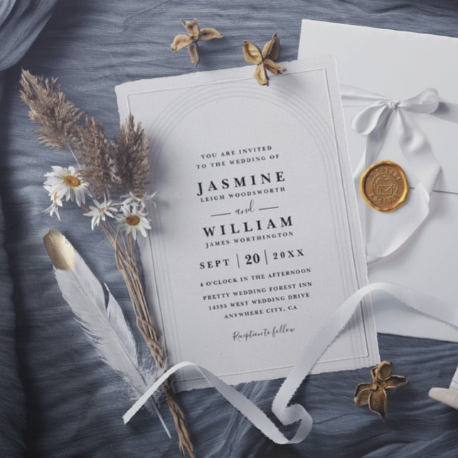 Invitation Mariage Moderne Élégant Minimaliste à Arche Emboss (Créateur téléchargé)