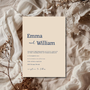 Invitation Mariage Moderne Élégant Minimaliste Beige Chaud Na