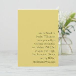 Invitation Mariage Moderne Élégant Minimaliste Jaune