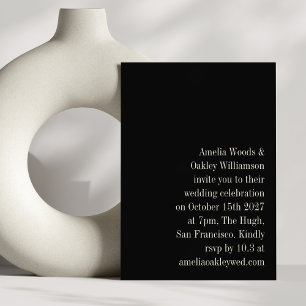 Invitation Mariage Moderne Élégant Minimaliste Noir