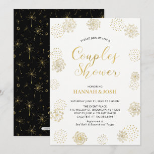 Invitation Mariage Moderne Élégant Or et Noir pour les Couple