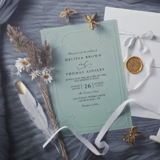 Invitation Mariage Moderne Élégant Orné avec Embossage Vintag