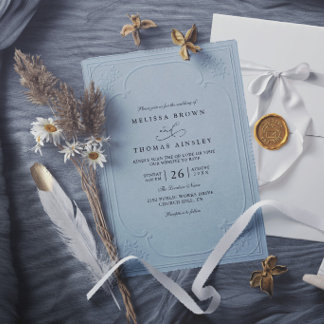 Invitation Mariage Moderne Élégant Orné avec Embossage Vintag