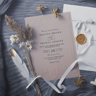 Invitation Mariage Moderne Élégant Orné avec Embossage Vintag