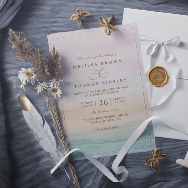 Invitation Mariage Moderne Élégant Rustique au Coucher de Sol (Créateur téléchargé)