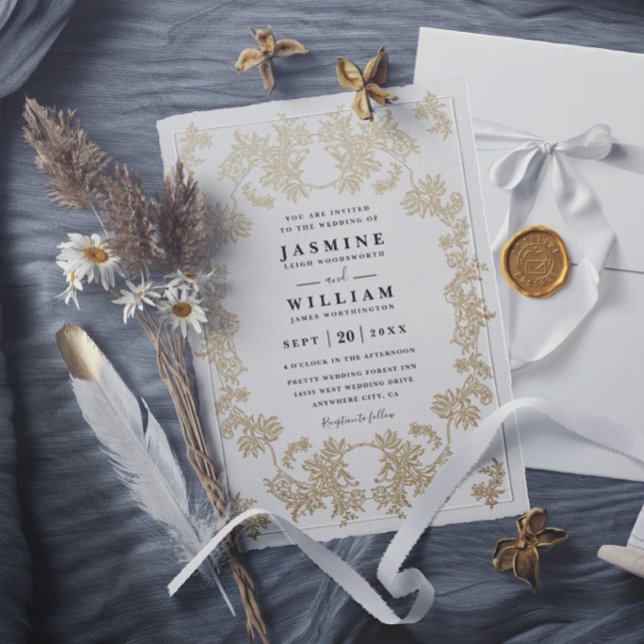 Invitation Mariage Moderne Élégant Rustique Broderie Anglaise (Créateur téléchargé)