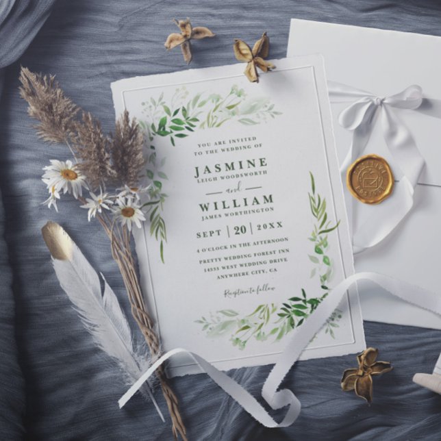 Invitation Mariage Moderne Élégant Rustique Eucalyptus Verdur (Créateur téléchargé)