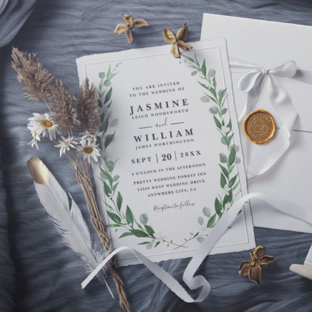 Invitation Mariage Moderne Élégant Rustique Eucalyptus Verdur (Créateur téléchargé)