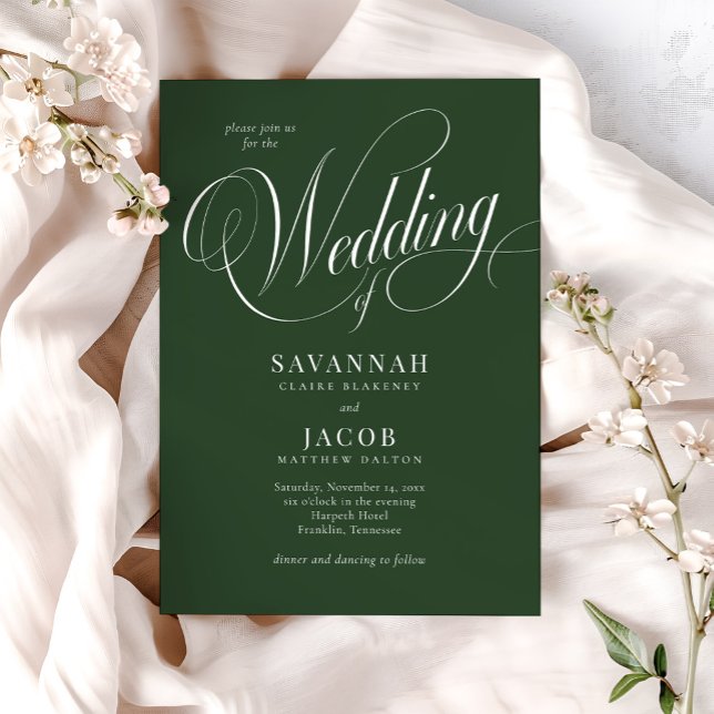 Invitation Mariage moderne élégant Script vert (Créateur téléchargé)