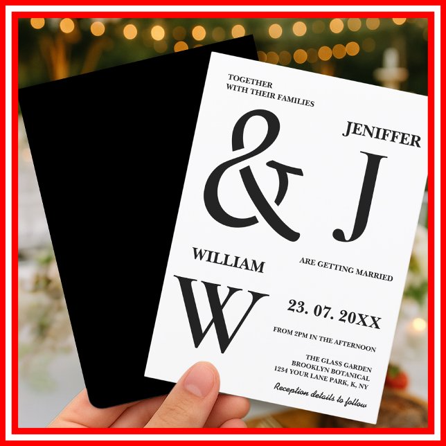 Invitation Mariage Moderne Élégant Simple Noir et Blanc (Créateur téléchargé)