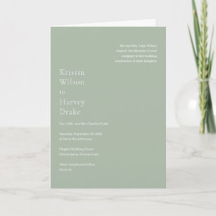 Invitation Mariage Moderne Élégant Vert Sauge de Style