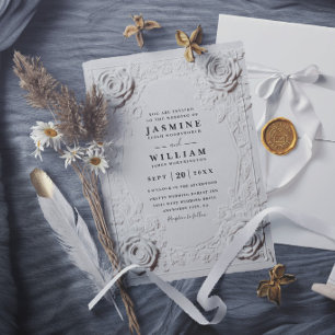 Invitation Mariage Moderne Élégant Vintage Relief Orné
