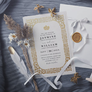 Invitation Mariage Moderne Élégant Vintage Relief Orné