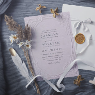 Invitation Mariage Moderne Élégant Vintage Relief Orné