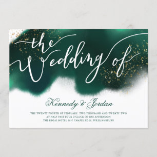 Invitation Mariage moderne Emerald Green Gold