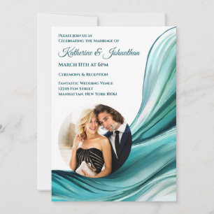 Invitation Mariage moderne-Emerald Green-Photo-