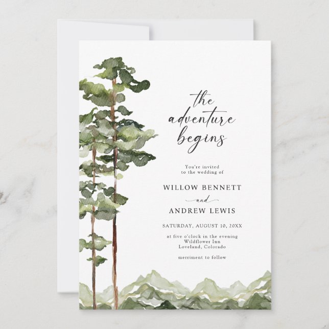 Invitation Mariage Moderne en Forêt (Devant)