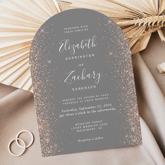 Invitation Mariage Moderne en Forme d'Arche avec Paillettes d (Créateur téléchargé)