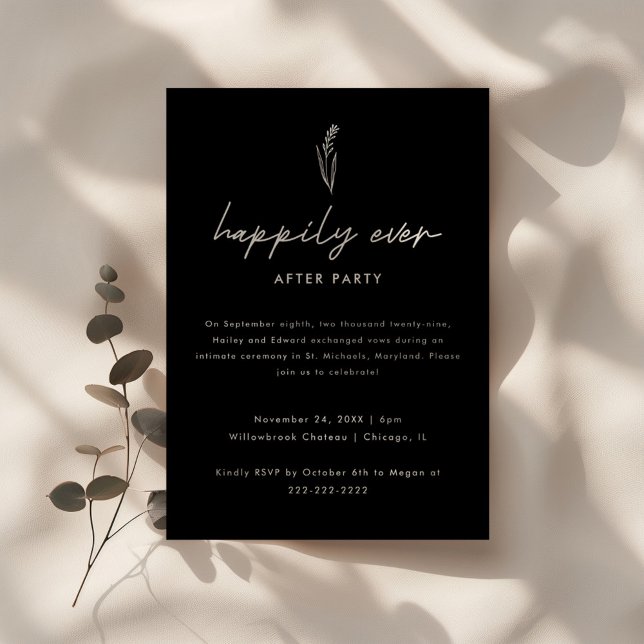 Invitation Mariage Moderne en Noir Photo d'Elopement & Récept (Créateur téléchargé)