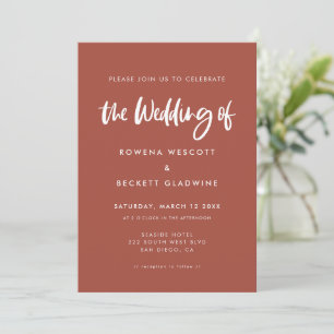 Invitation Mariage Moderne en Terracotta