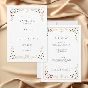 Invitation Mariage Moderne en Verdure d'Hiver Recto-Verso