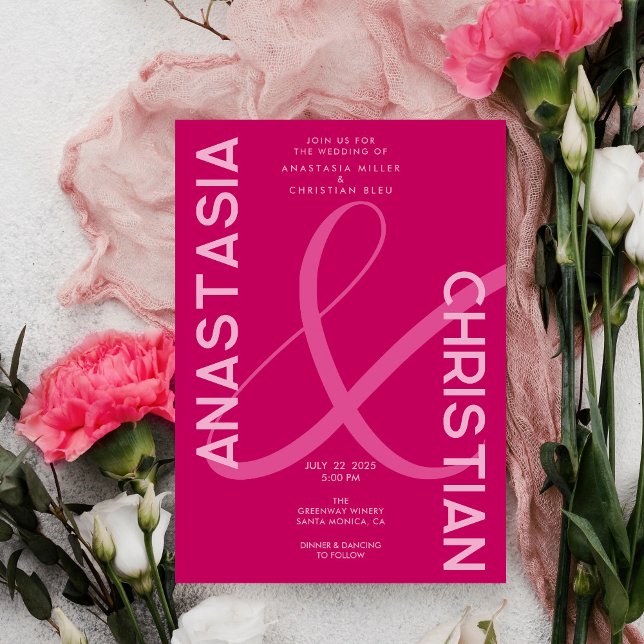 Invitation Mariage Moderne et Audacieux Magenta (Créateur téléchargé)