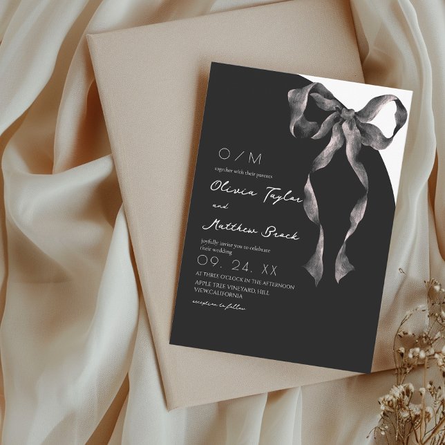 Invitation Mariage Moderne et Classique à Ruban Noir (Créateur téléchargé)