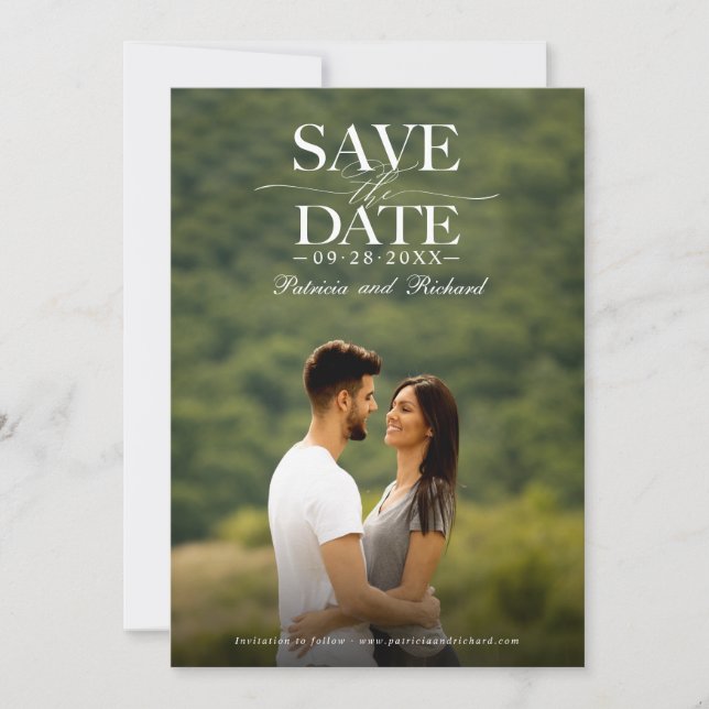 Invitation Mariage Moderne Et Design Enregistrer La Date Phot (Devant)