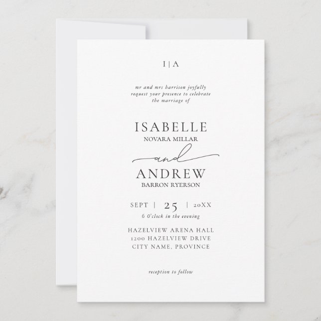 Invitation Mariage Moderne et Élégant (Devant)