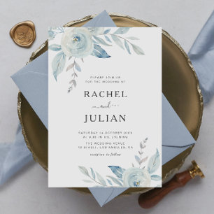 Invitation mariage moderne et élégant bleu foncé