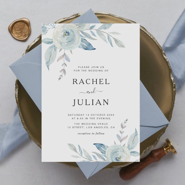 Invitation mariage moderne et élégant bleu foncé (Créateur téléchargé)