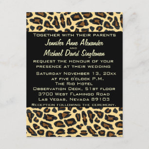 Invitation Mariage moderne et réception Leopard