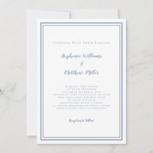 Invitation Mariage moderne et RSVP QR Code Détails Dusty Blue