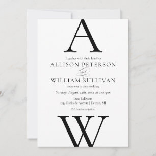 Invitation Mariage Moderne et Simple Noir et Blanc