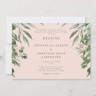 Invitation Mariage Moderne Eucalyptus au Teint Rosé