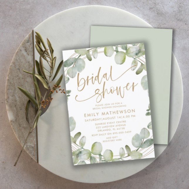 Invitation Mariage Moderne Eucalyptus Vert Sauge (Créateur téléchargé)