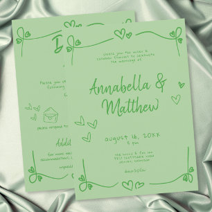 Invitation Mariage Moderne Fantaisiste avec Cœur Dessiné à la