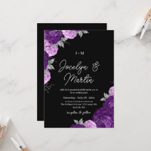 Invitation Mariage Moderne & Fantaisiste Fleurs Violettes Som