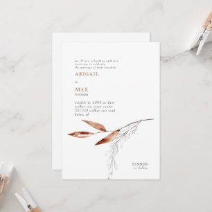 Invitation Mariage Moderne Feuillage Blanc & Terracotta