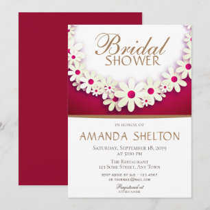 Invitation Mariage Moderne Floral Burgundy pour une Mariée
