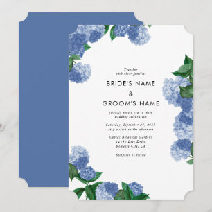 Invitation Mariage Moderne Floral Hydrangea Bleue