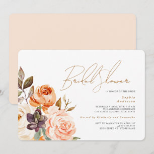 Invitation Mariage Moderne Floral Rose Pêche pour une Fête de